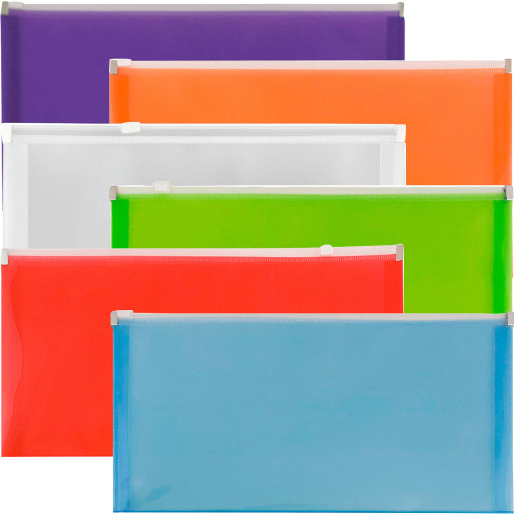 JAM Paper 5.25" x 10" Mixed Plastic Zip Closure Envelopes, 12ct.